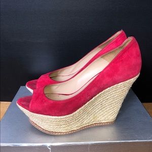Red woven wedges.